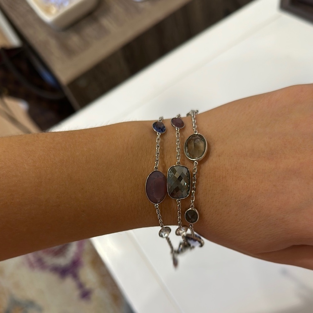 Elegant Silver and Purple Gemstone Bracelet